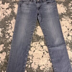 Ag Adriano Goldschmied Faded Blue Ankle Crop Jeans